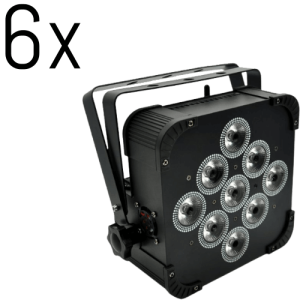 KITx6 FARI PAR LED WI-FI A BATTERIA RGBWA+UV - BLACK